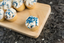 Load image into Gallery viewer, Mini Blue &amp; White Cupcakes 12-Pack
