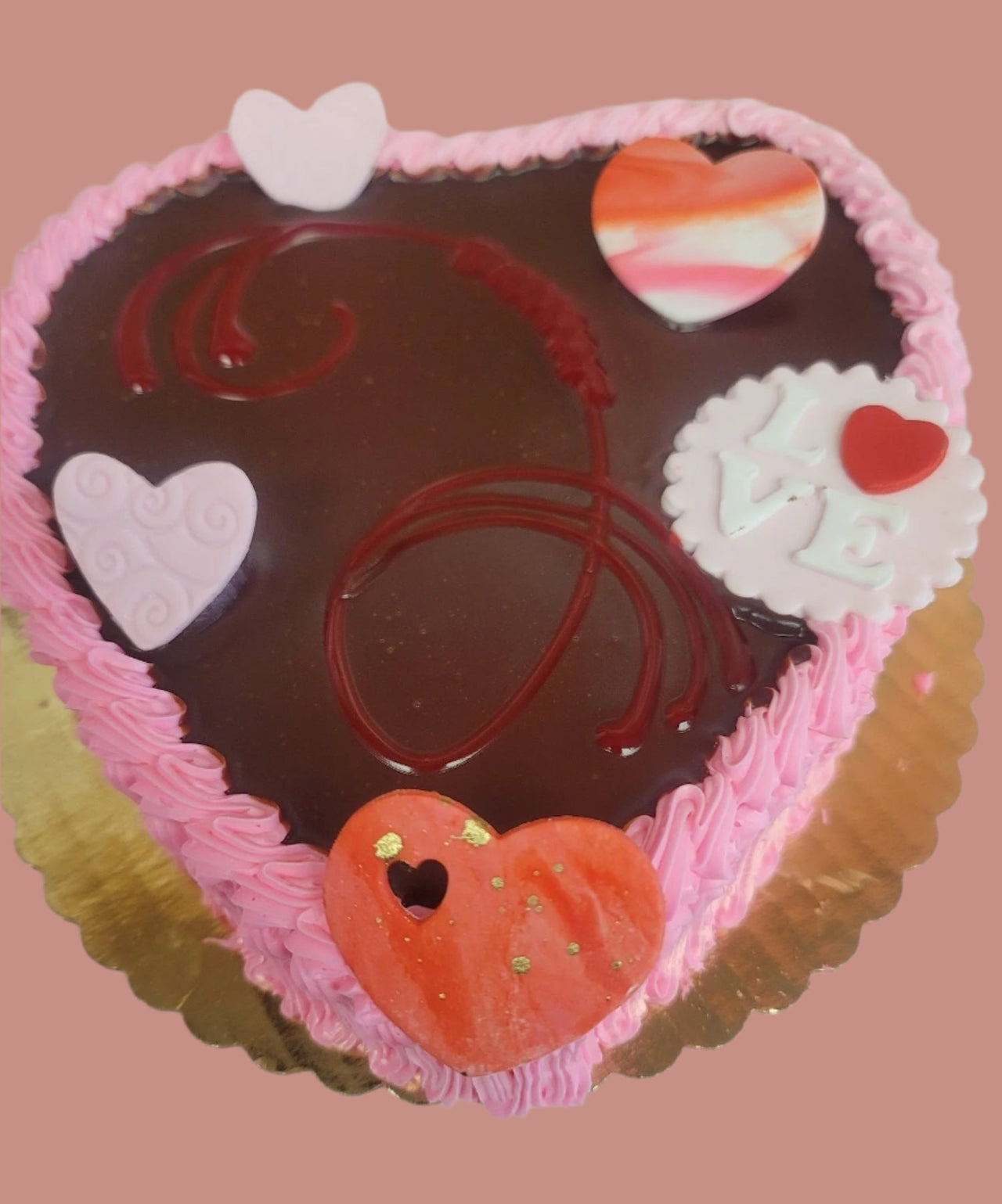 Heart Shaped Strawberry Filled Cake
