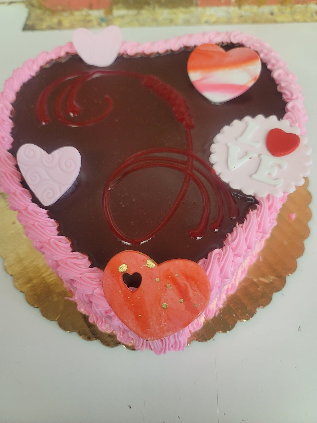 Heart shaped Strawberry filled Cake
