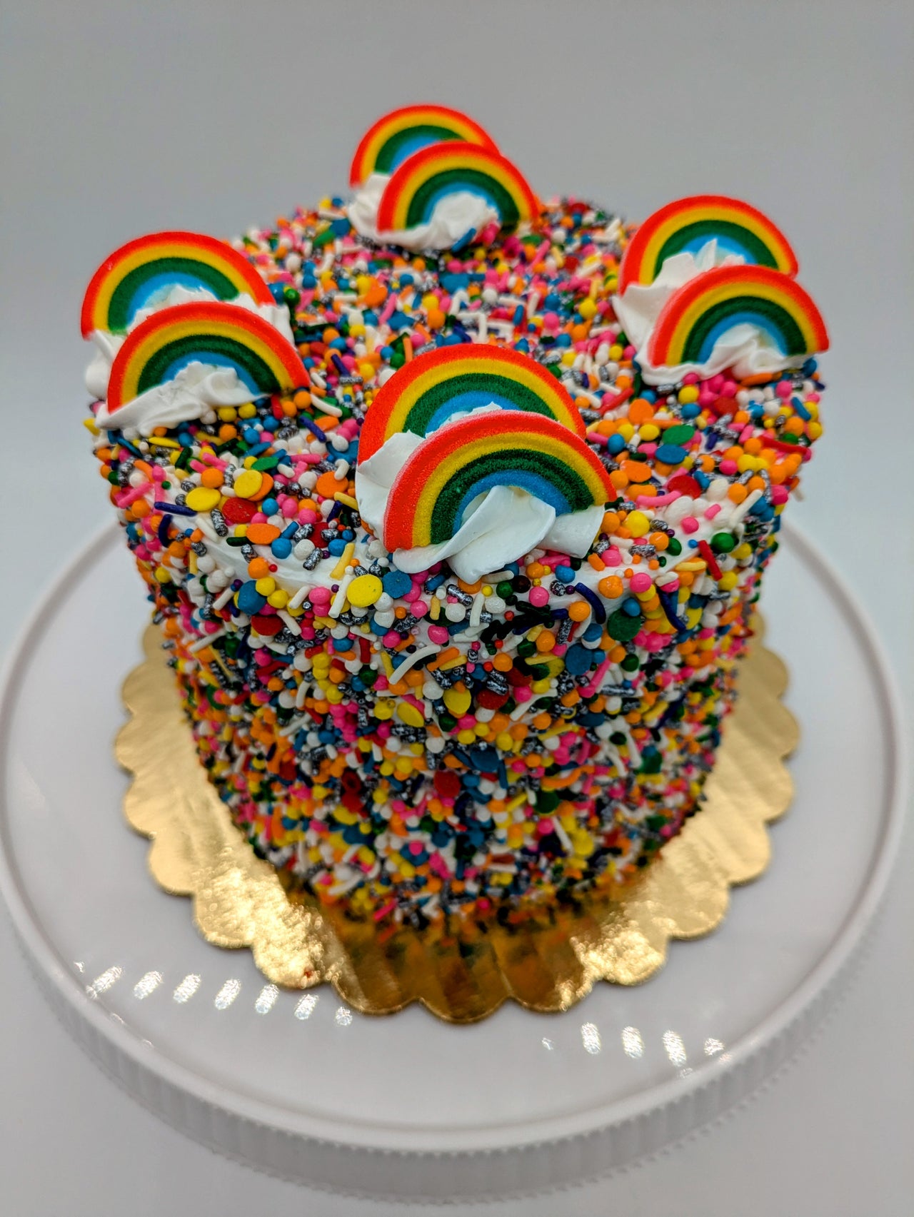 Rainbow Sprinkle Cake  with Rainbow Layers Inside