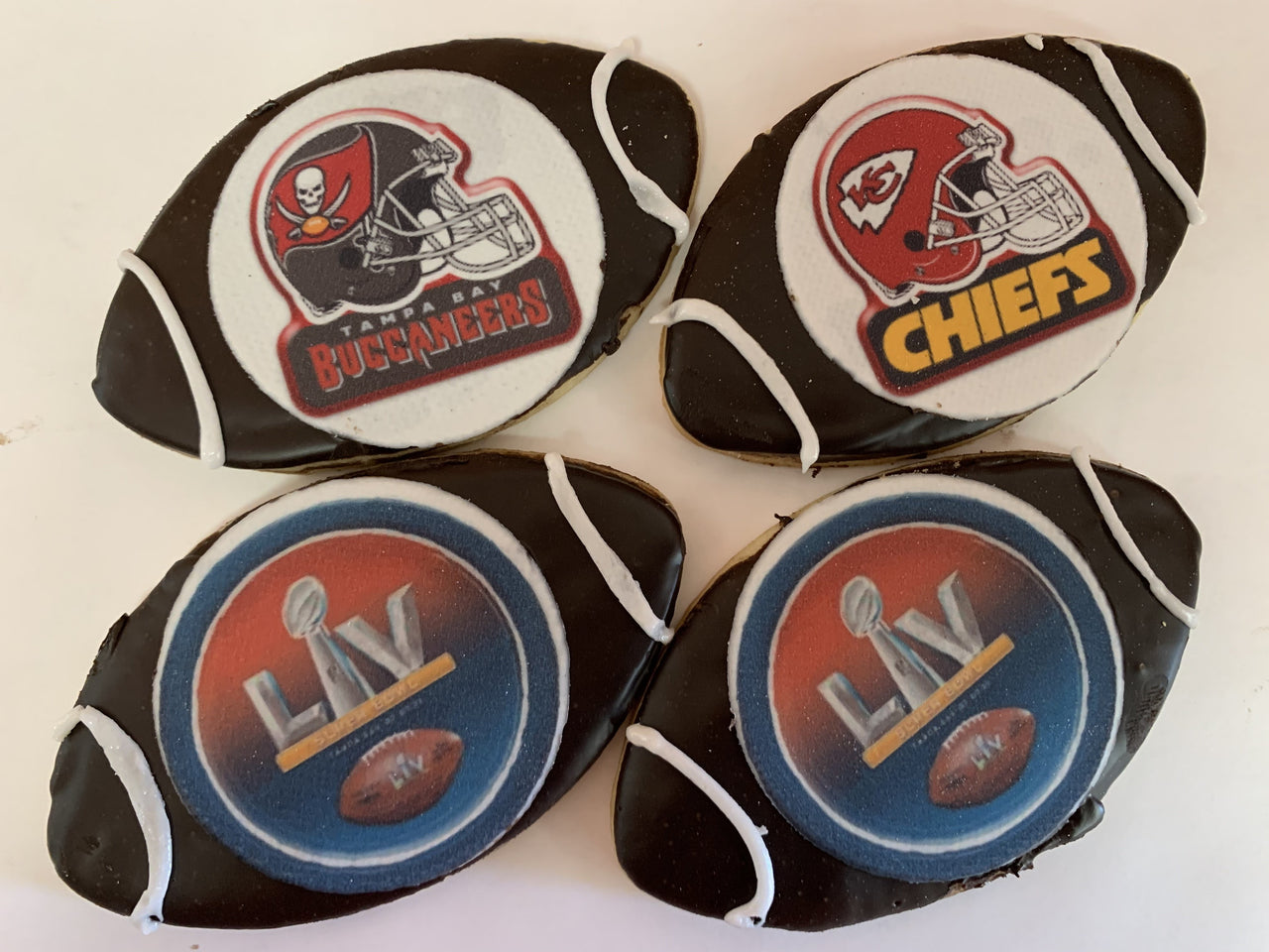 Team Logo Football Shaped Cookies 4 Pack